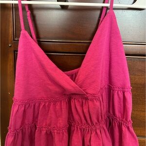 Magenta kohls ruffle tank